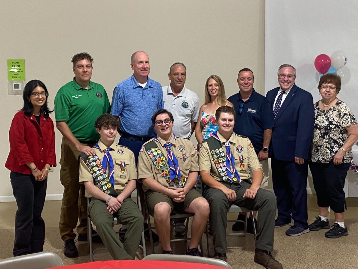 Paul Rickard with community leaders and local Eagle Scouts