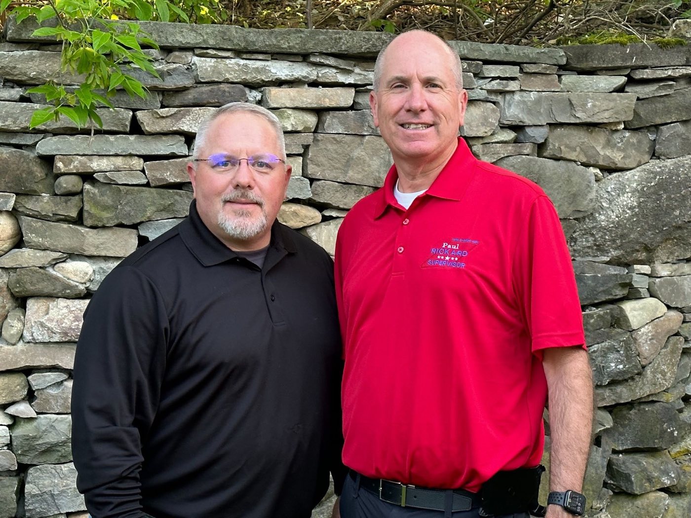 Paul Rickard with a neighbor at a Mount Hope community gathering